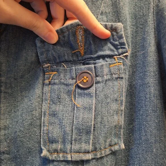 Landlubber 1970s Vintage Zip Front Denim Romper - Picture 7 of 9